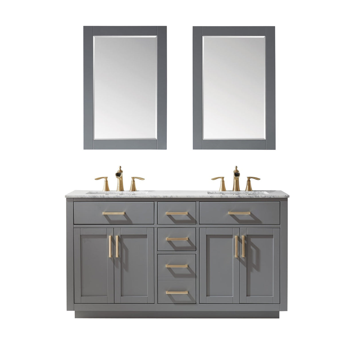 Altair Designs 60" double vanity with top - 531060-WH-CA-NM