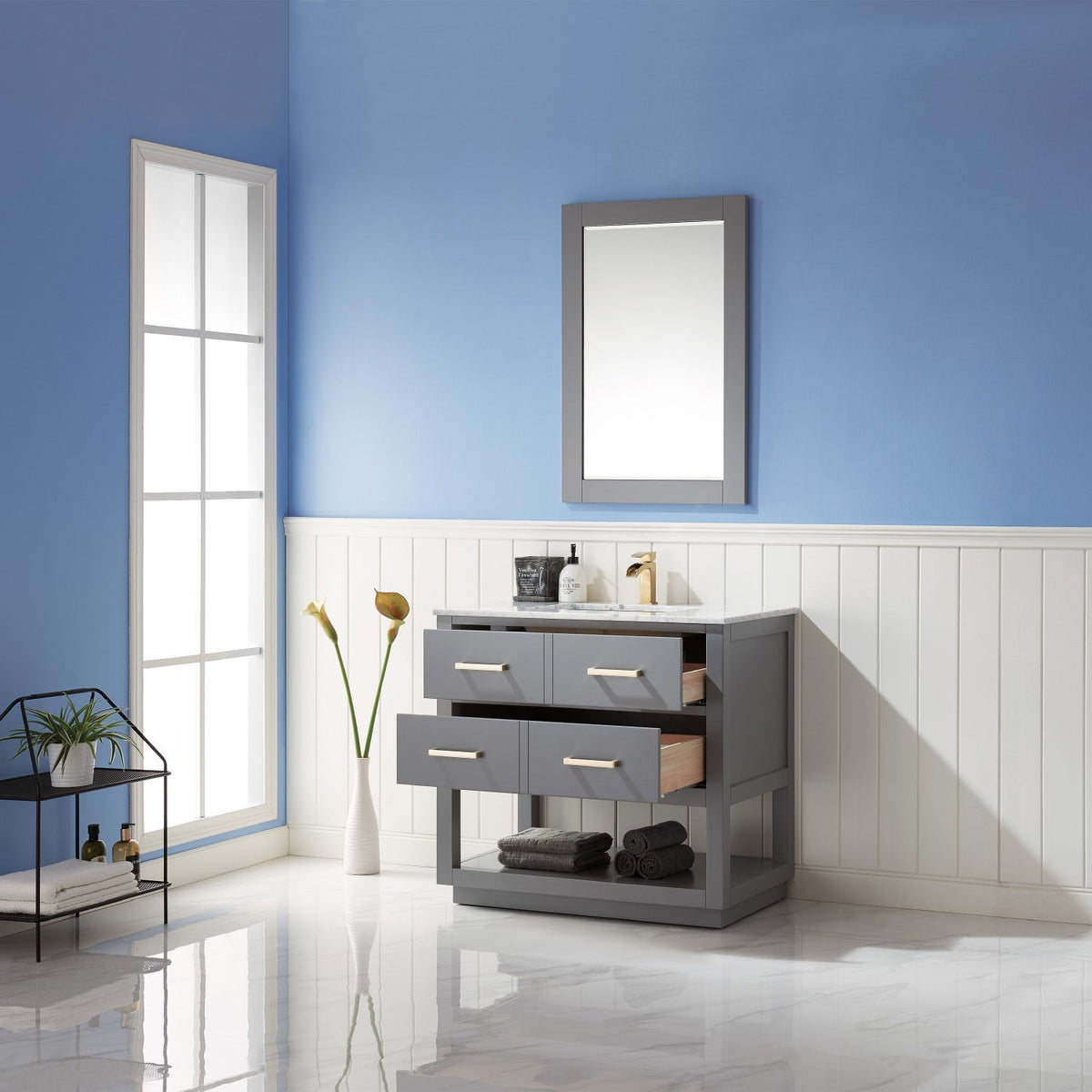 Altair Designs 36" single vanity with top - 532036-WH-CA