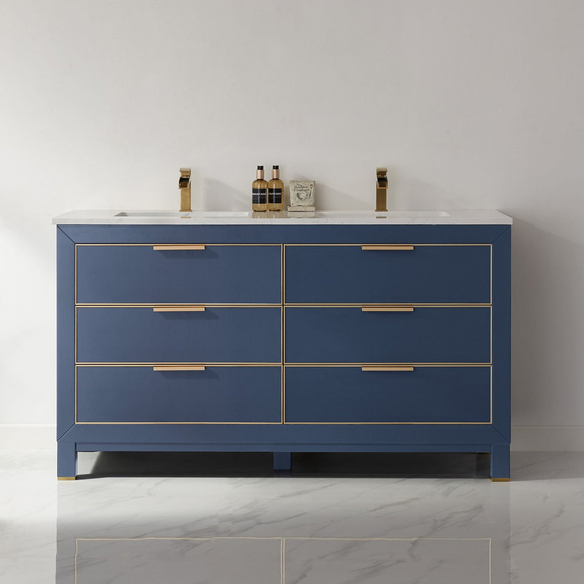 Altair Designs 60" double vanity with top - 533060-RB-AW-NM