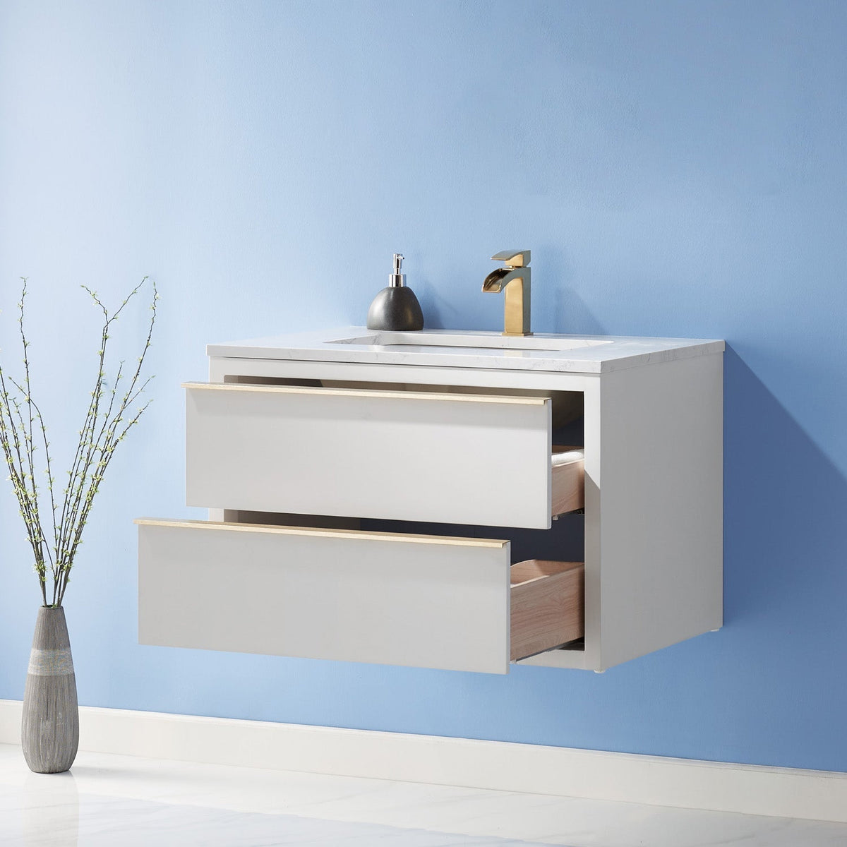 Altair Designs 30" single vanity with top - 534030-WH-AW-NM