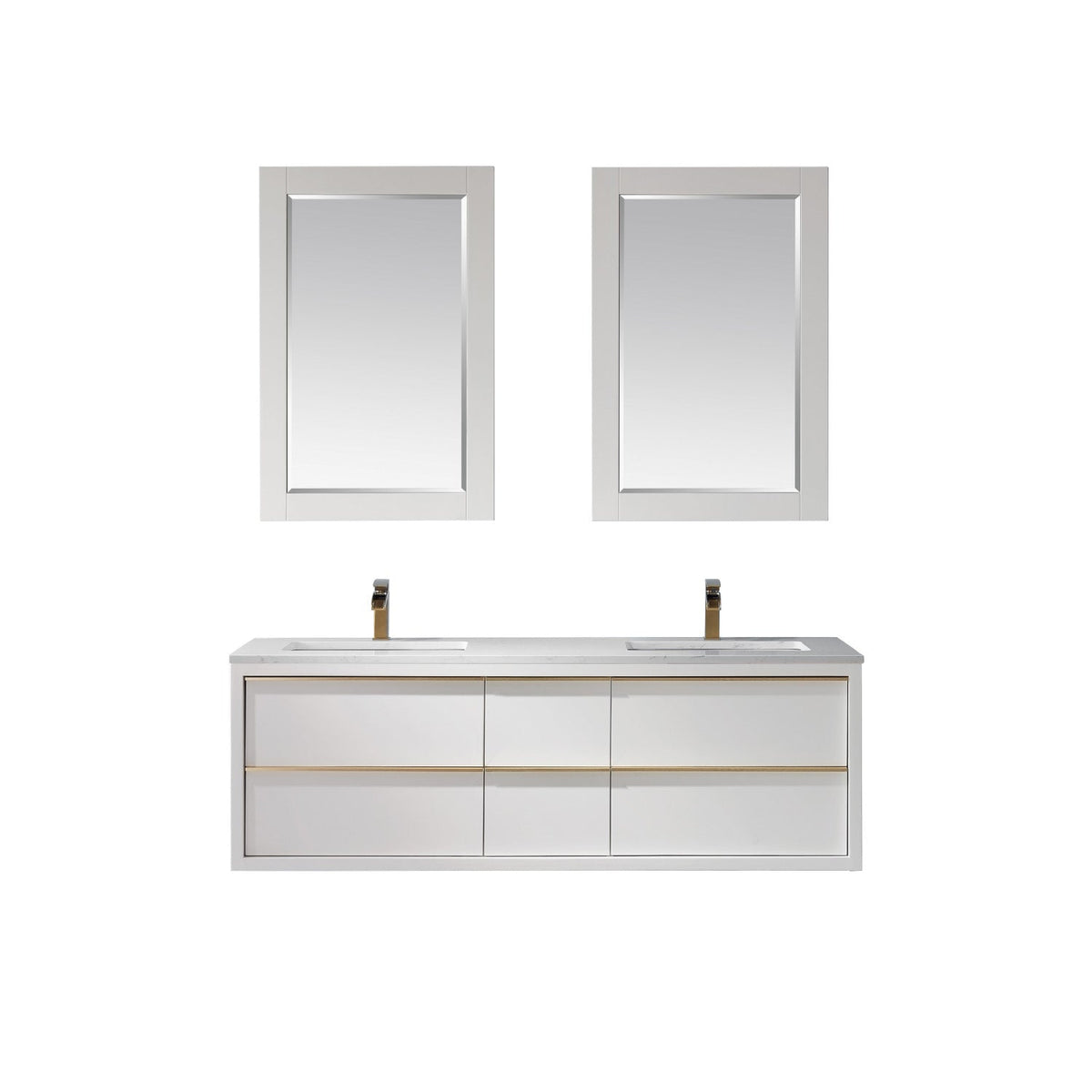 Altair Designs 60" double vanity with top - 534060-WH-AW-NM