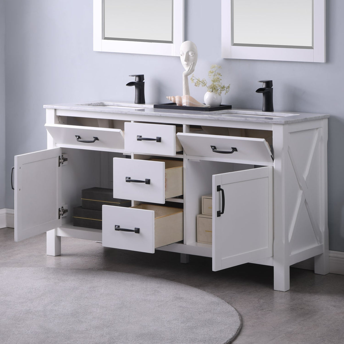 Altair Designs 60" double vanity with top - 535060-WH-CA