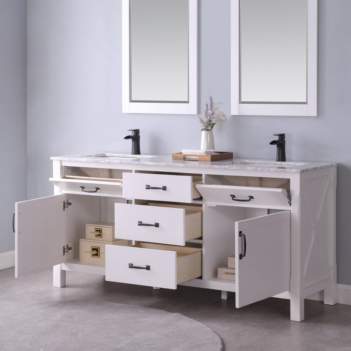 Altair Designs 72" double vanity with top - 535072-WH-CA
