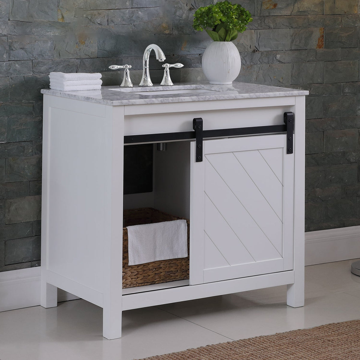 Altair Designs 36" single vanity with top - 536036-WH-CA-NM