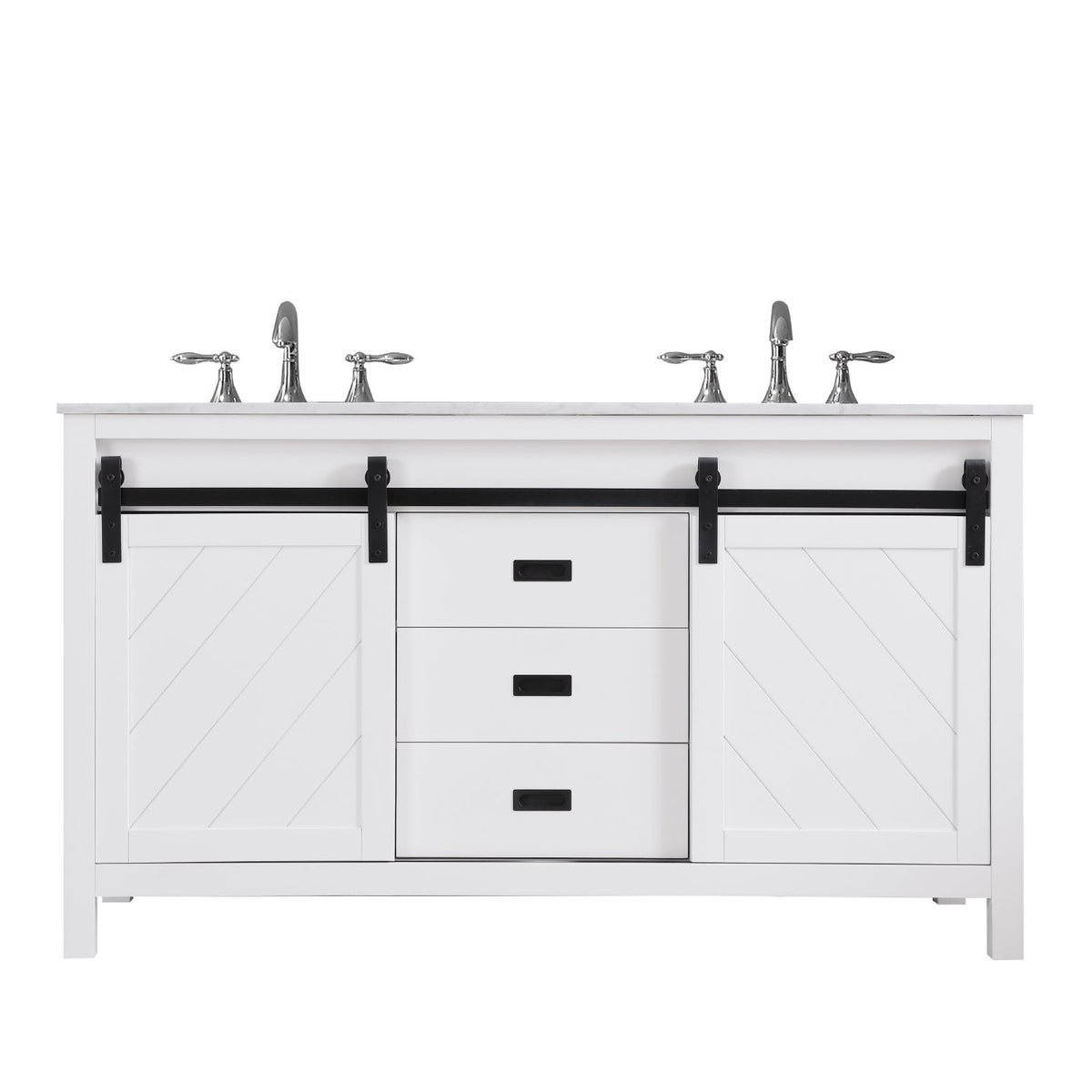Altair Designs Kinsley 60" double vanity with top - 536060-WH-CA-NM