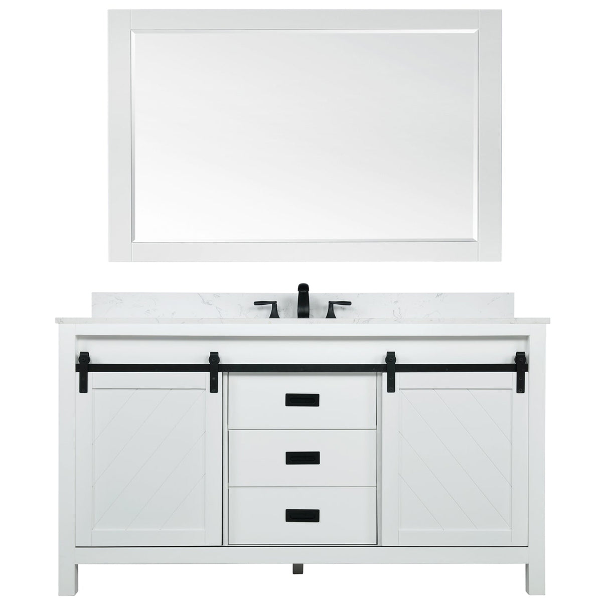 Altair Designs 60" single vanity with top - 536060S-WH-AW-NM