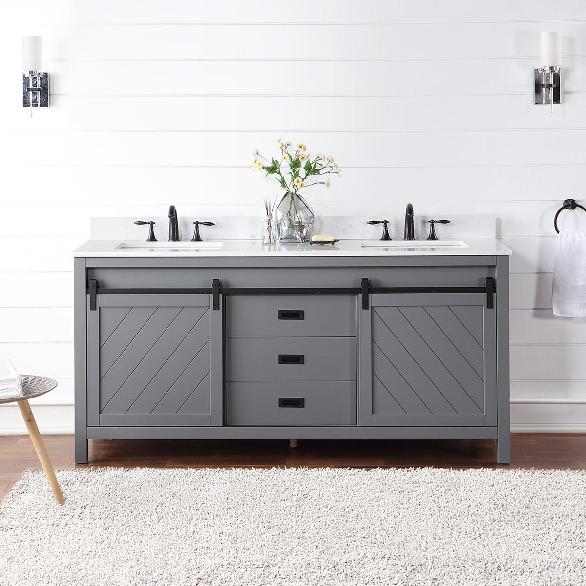 Altair Designs Kinsley 72" double vanity with top - 536072-WH-AW-NM