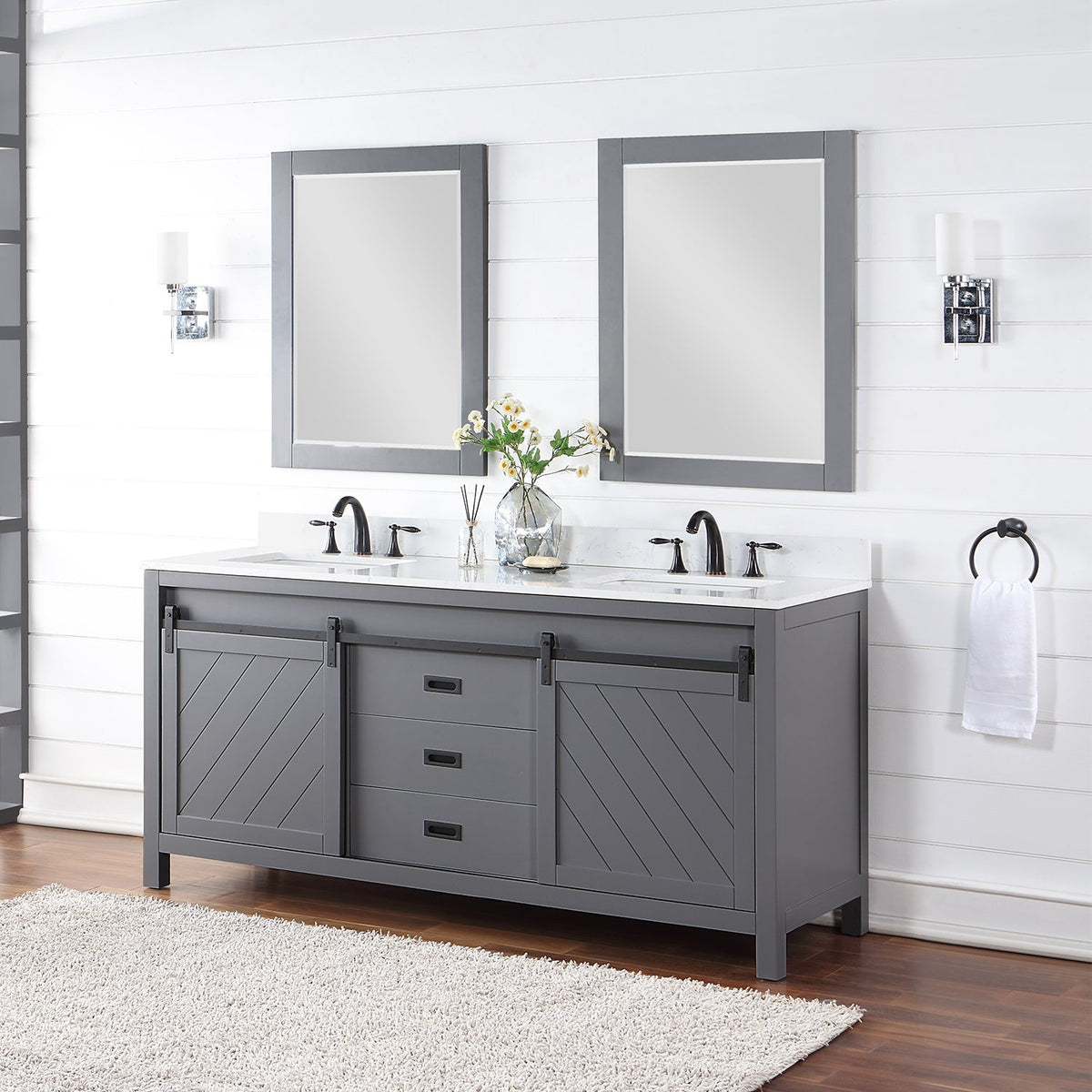 Altair Designs Kinsley 72" double vanity with top - 536072-WH-AW-NM