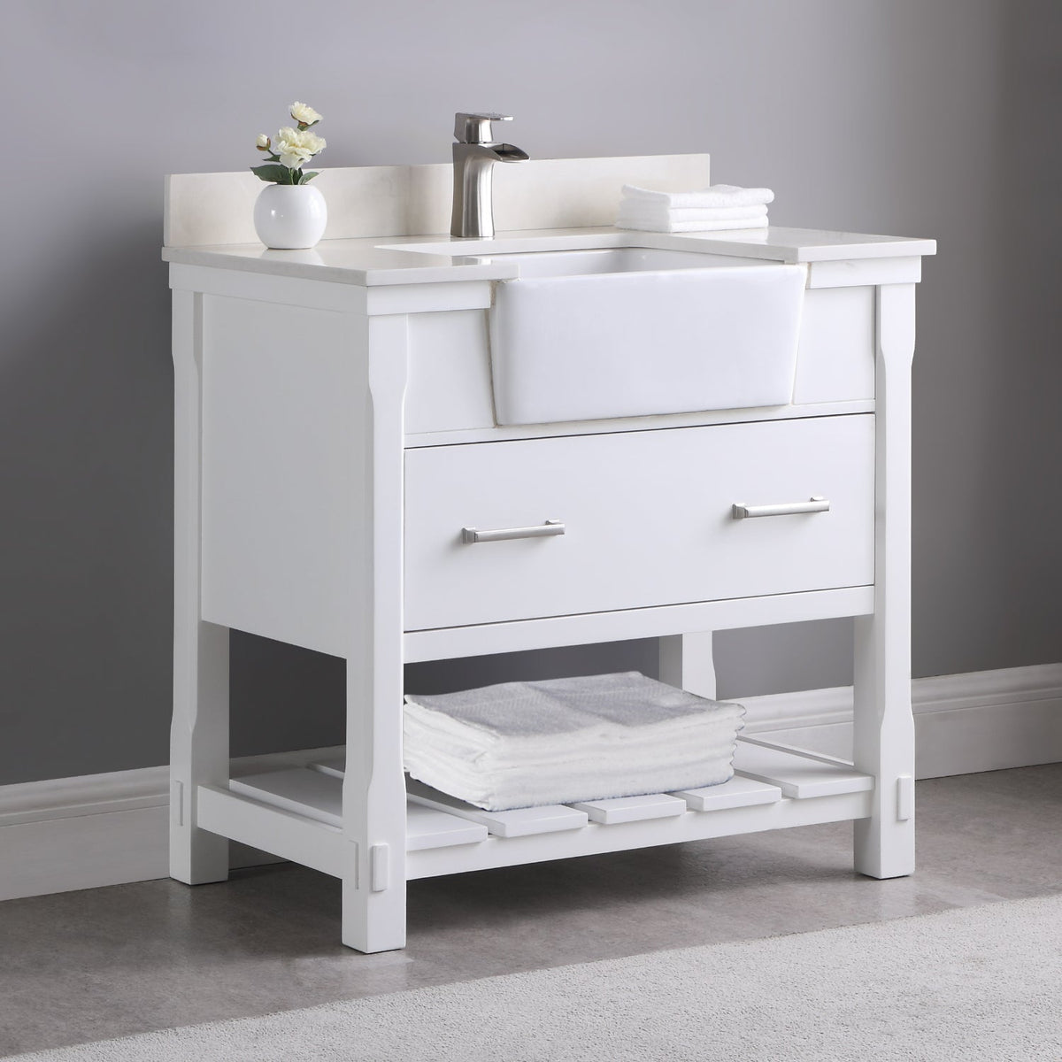 Altair Designs 36" single vanity with top - 537036-WH-AW-NM