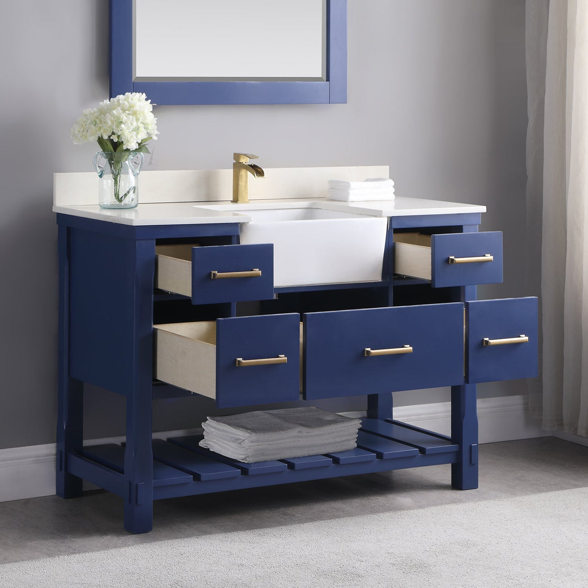 Altair Designs 48" single vanity with top - 537048-WH-AW-NM