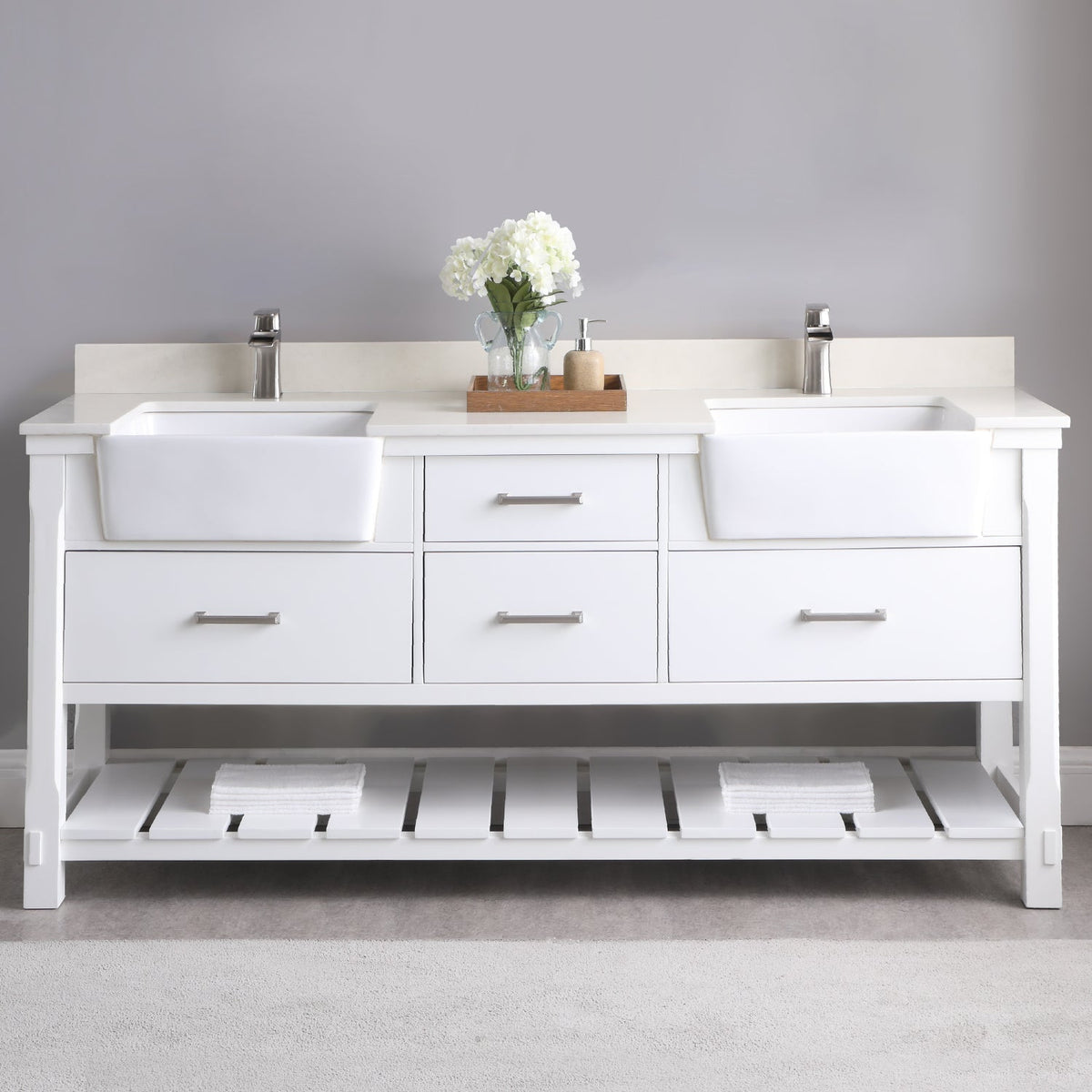 Altair Designs 72" double vanity with top - 537072-WH-AW-NM
