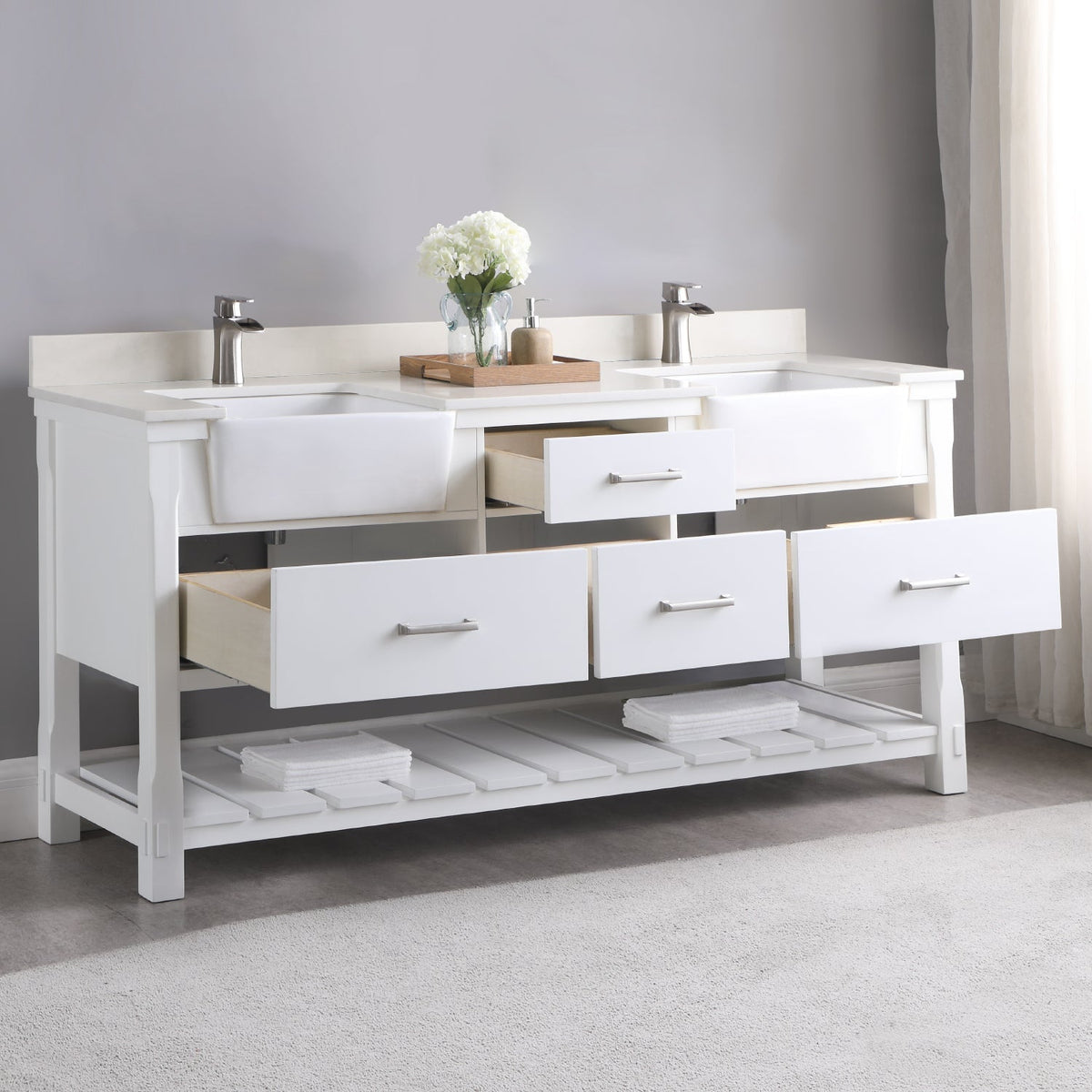 Altair Designs 72" double vanity with top - 537072-WH-AW-NM