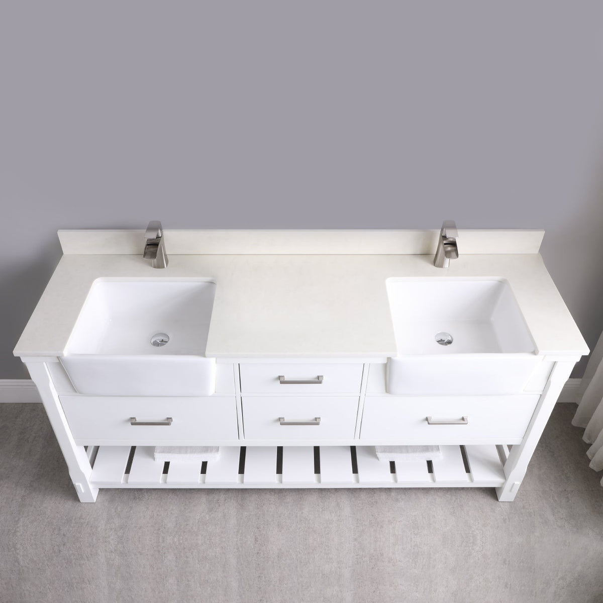 Altair Designs 72" double vanity with top - 537072-WH-AW-NM