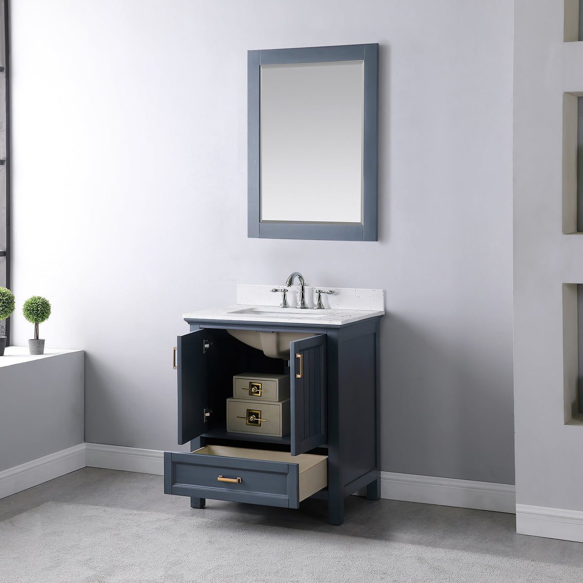 Altair Designs 30" single vanity with top - 538030-WH-CA-NM