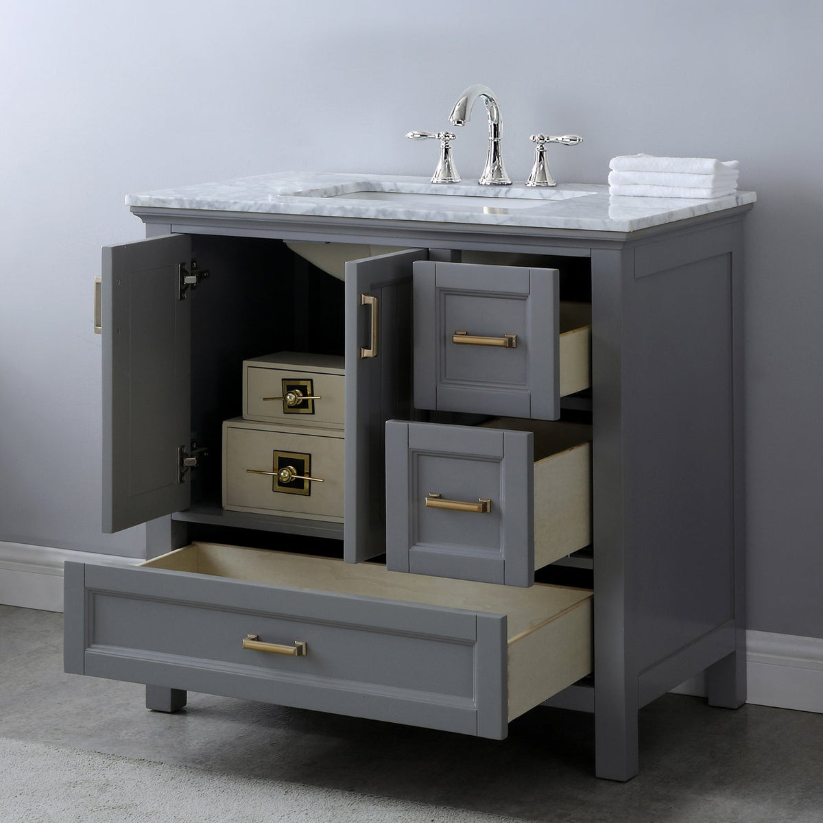 Altair Designs 36" single vanity with top - 538036-WH-CA-NM