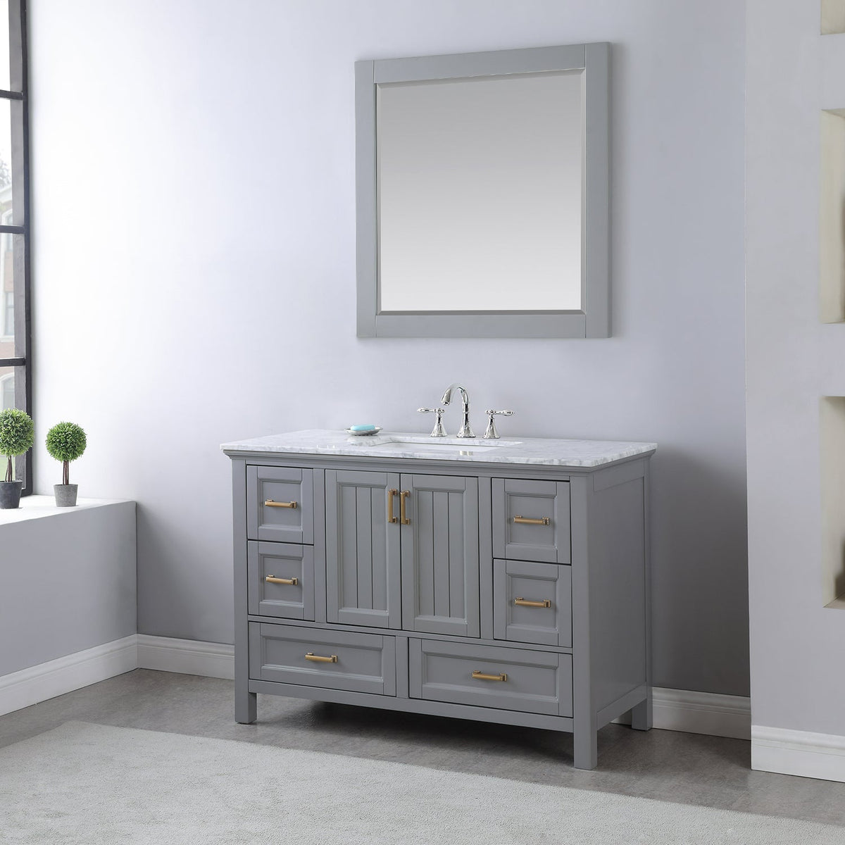 Altair Designs 48" single vanity with top - 538048-WH-CA-NM