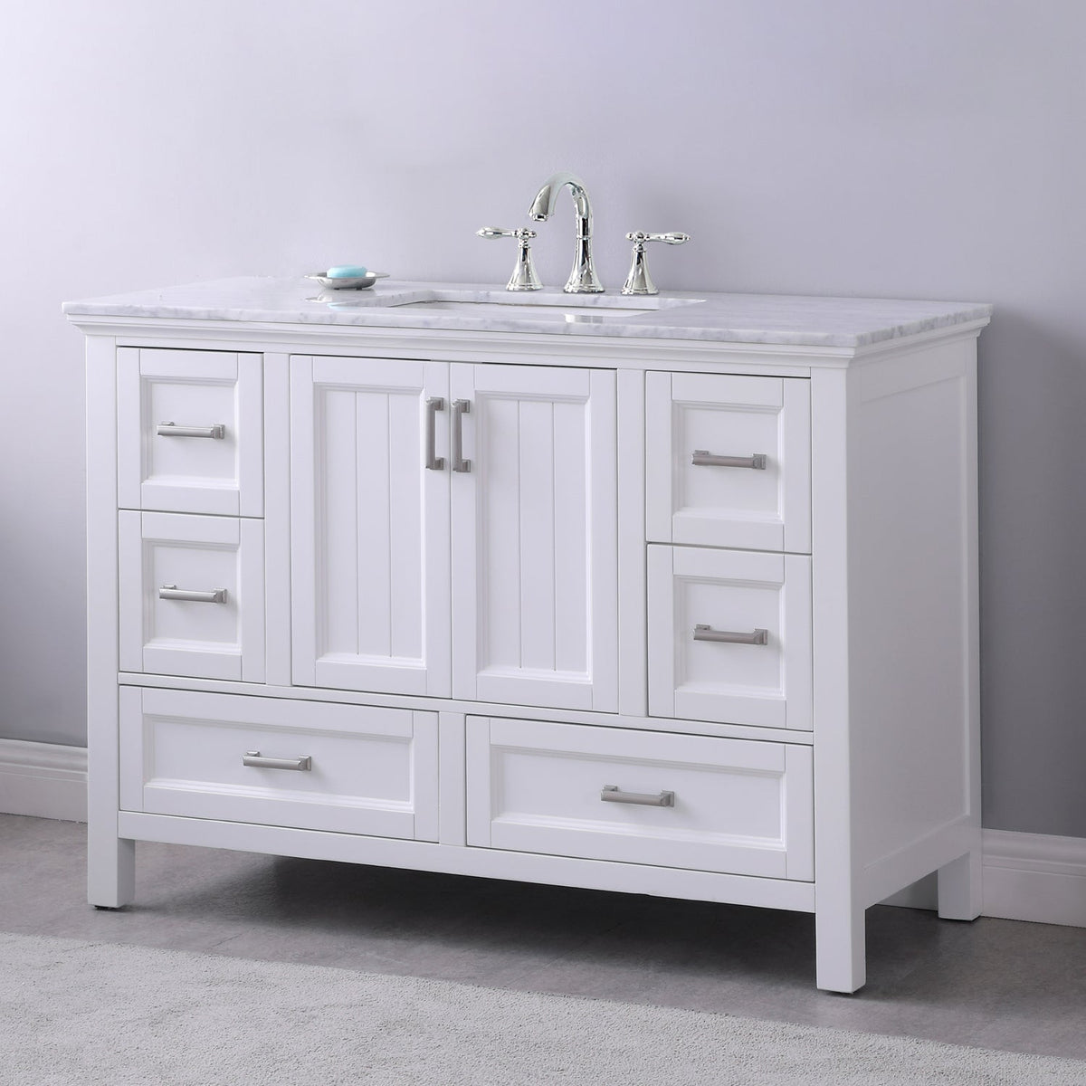 Altair Designs 48" single vanity with top - 538048-WH-CA-NM