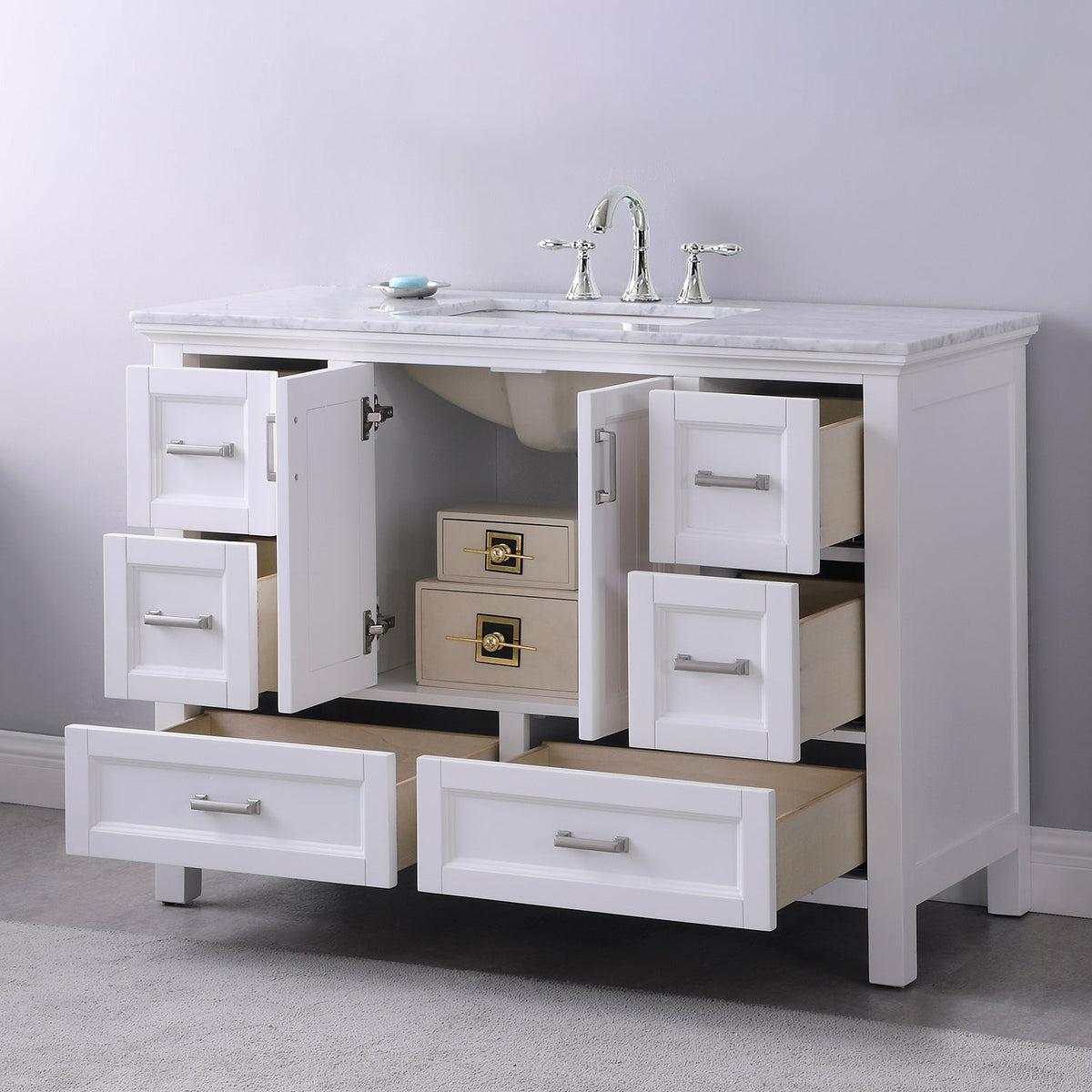 Altair Designs 48" single vanity with top - 538048-WH-CA-NM