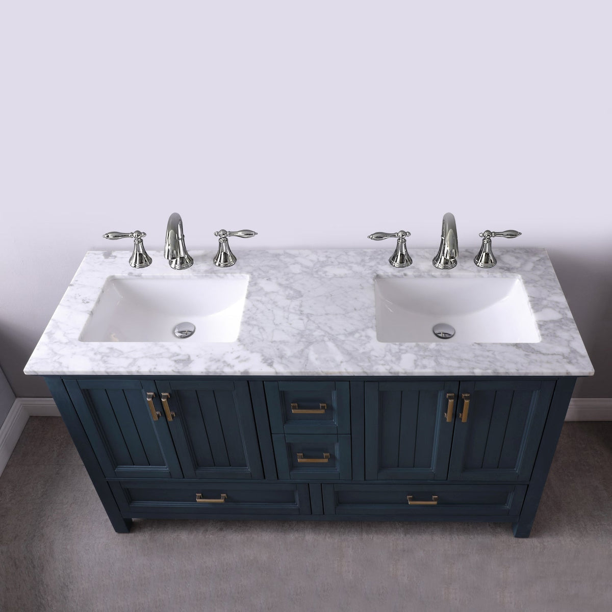 Altair Designs 60" double vanity with top - 538060-WH-CA-NM