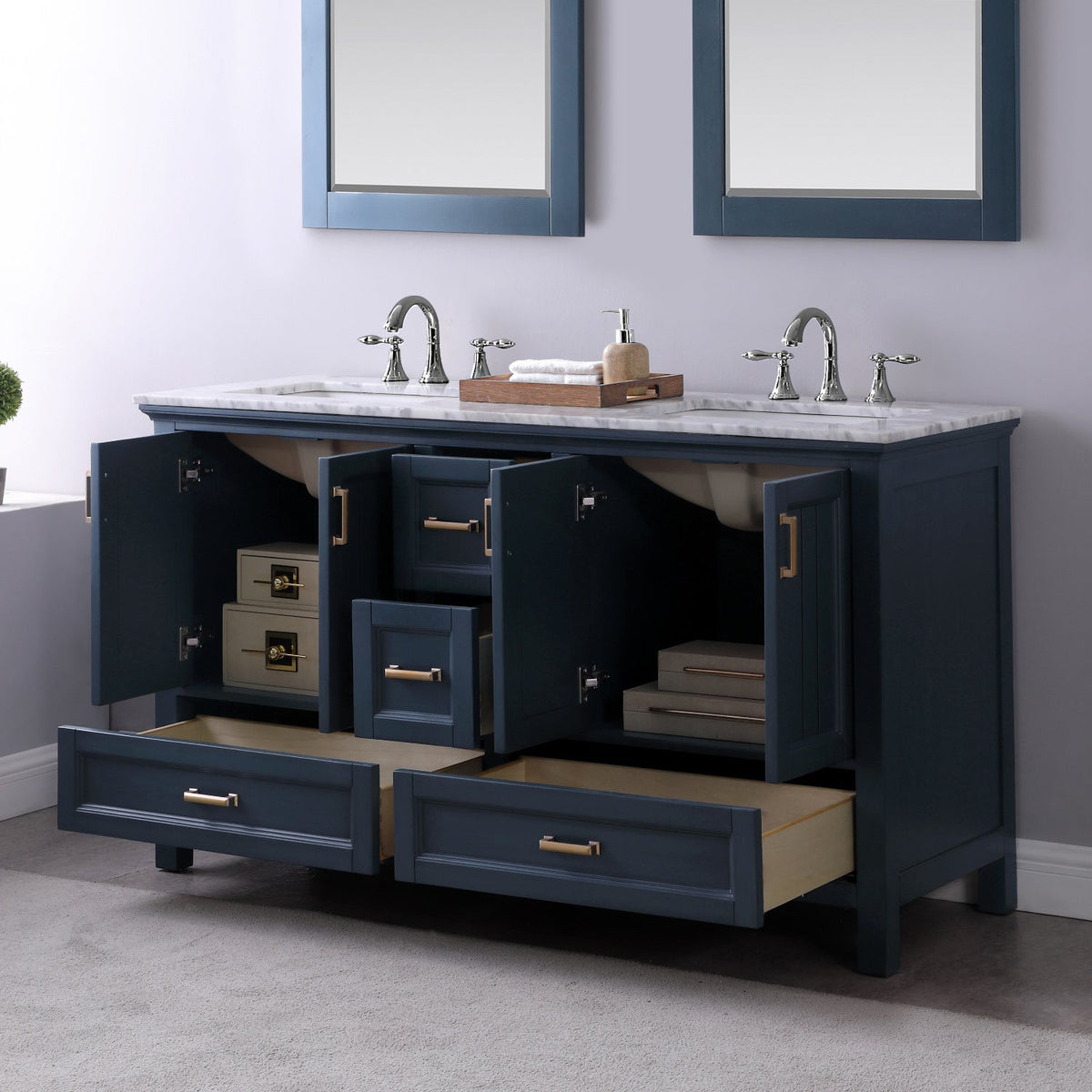 Altair Designs 60" double vanity with top - 538060-WH-CA-NM