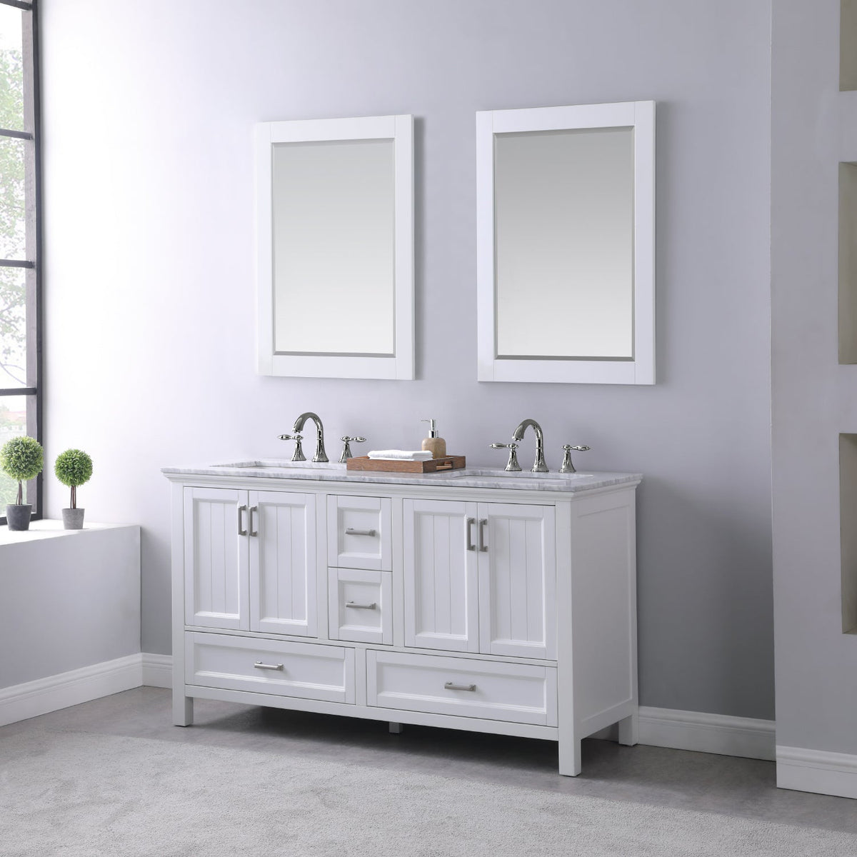 Altair Designs 60" double vanity with top - 538060-WH-CA-NM