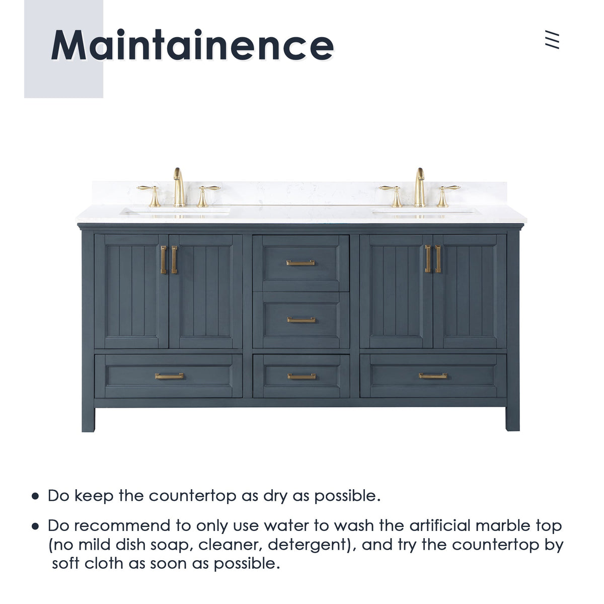 Altair Designs Isla 72" double vanity with top - 538072-CB-AW-NM
