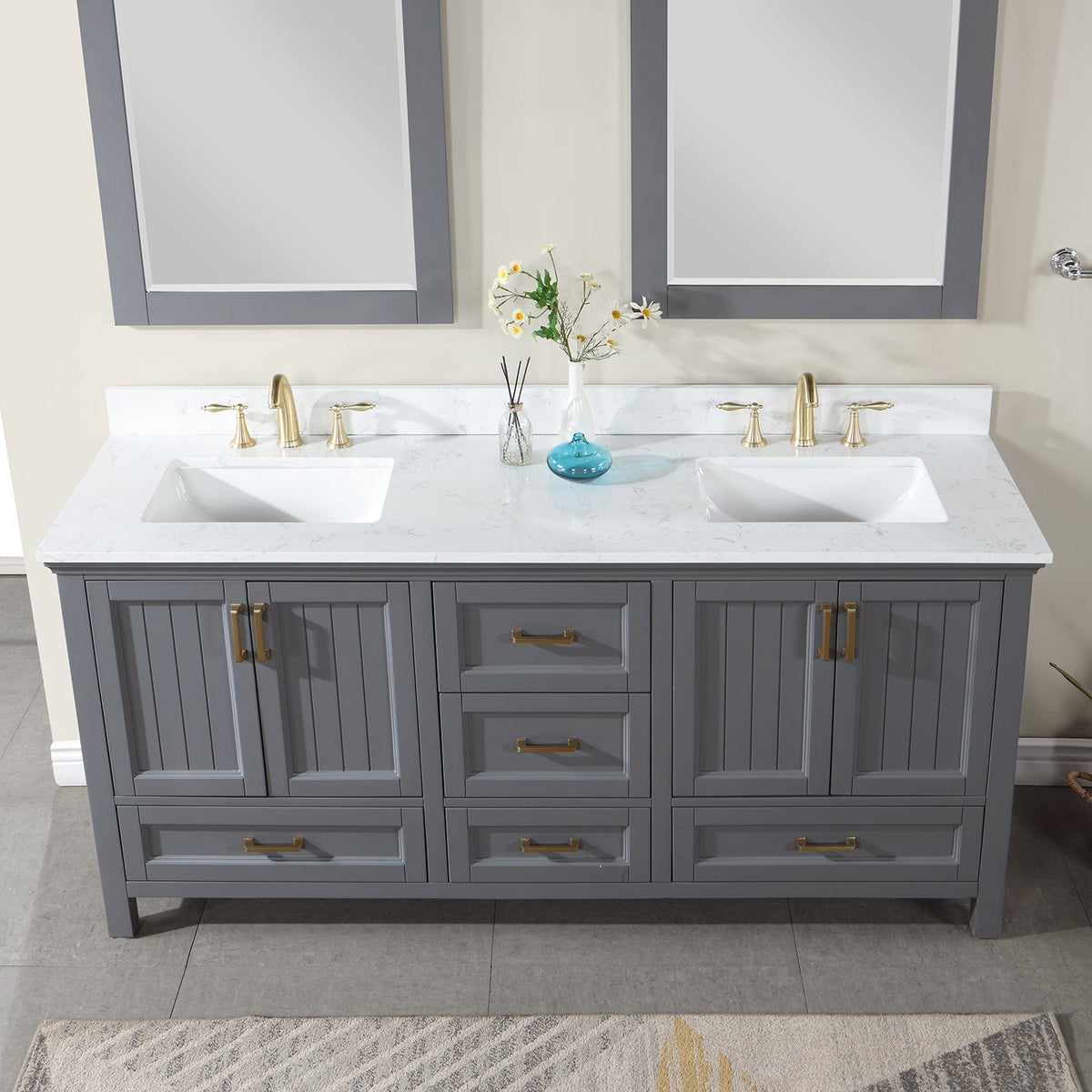 Altair Designs Isla 72" double vanity with top - 538072-CB-AW-NM