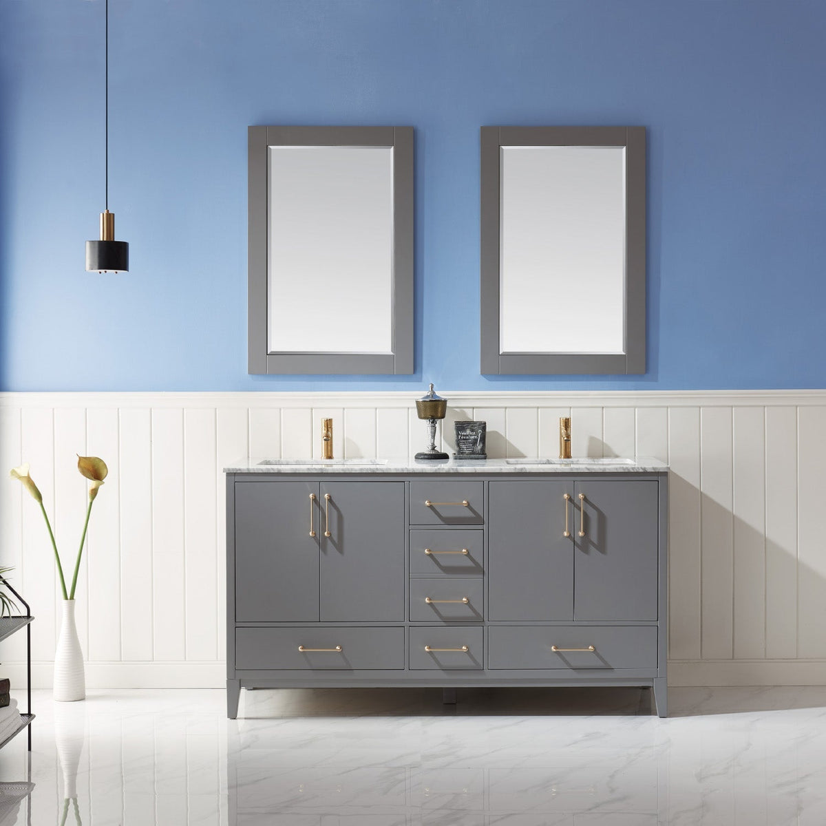 Altair Designs 60" double vanity with top - 541060-WH-CA-NM