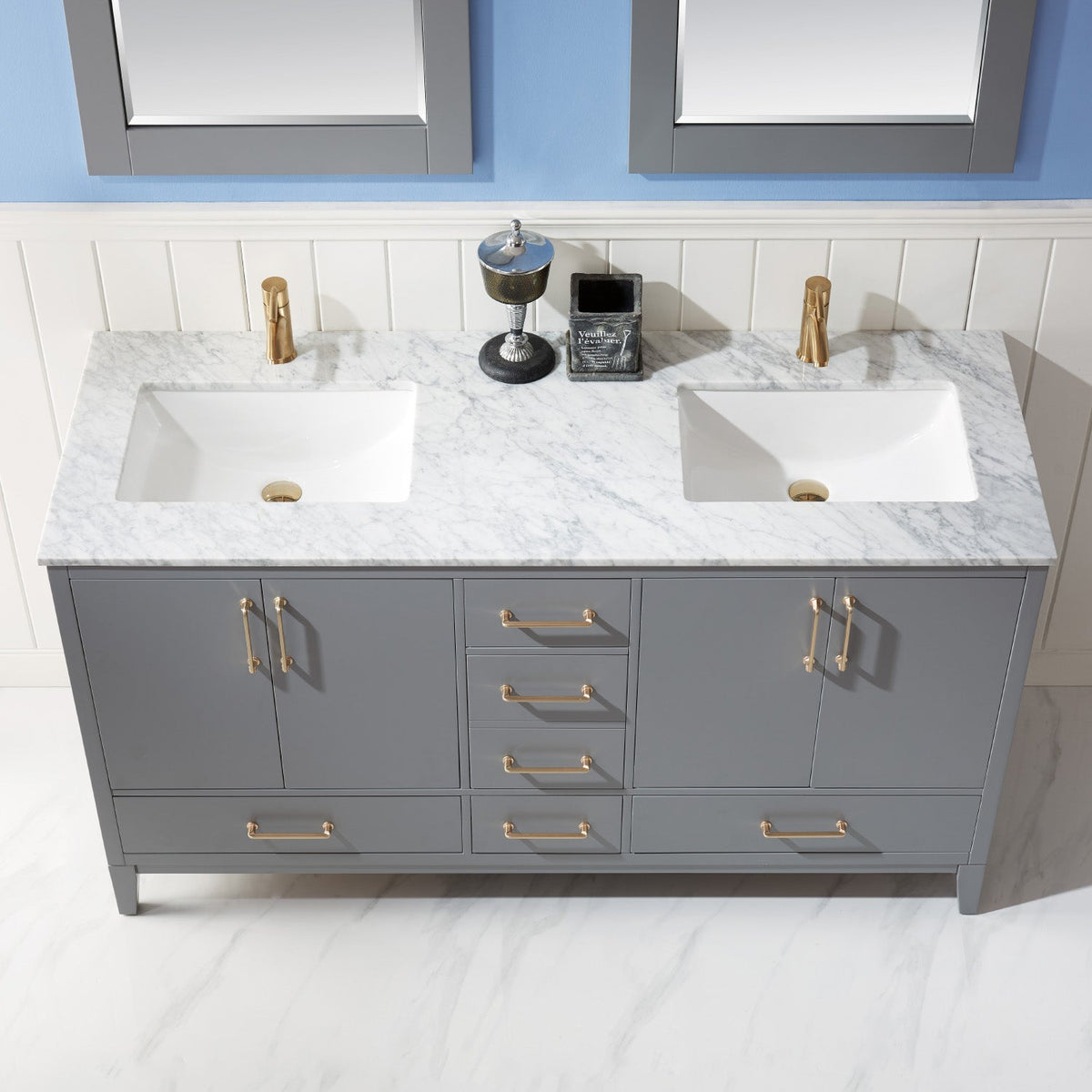 Altair Designs 60" double vanity with top - 541060-WH-CA-NM