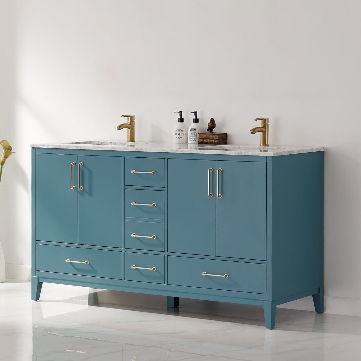 Altair Designs 60" double vanity with top - 541060-WH-CA-NM