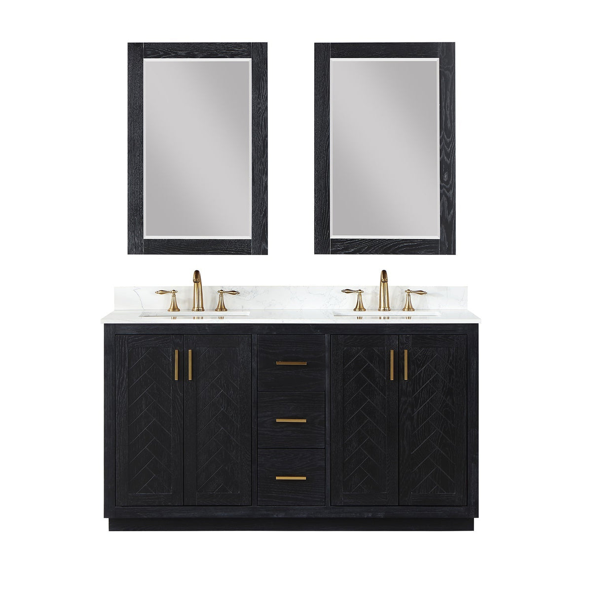 Altair Designs Gazsi 60" double vanity with top - 543060-BN-GW-NM
