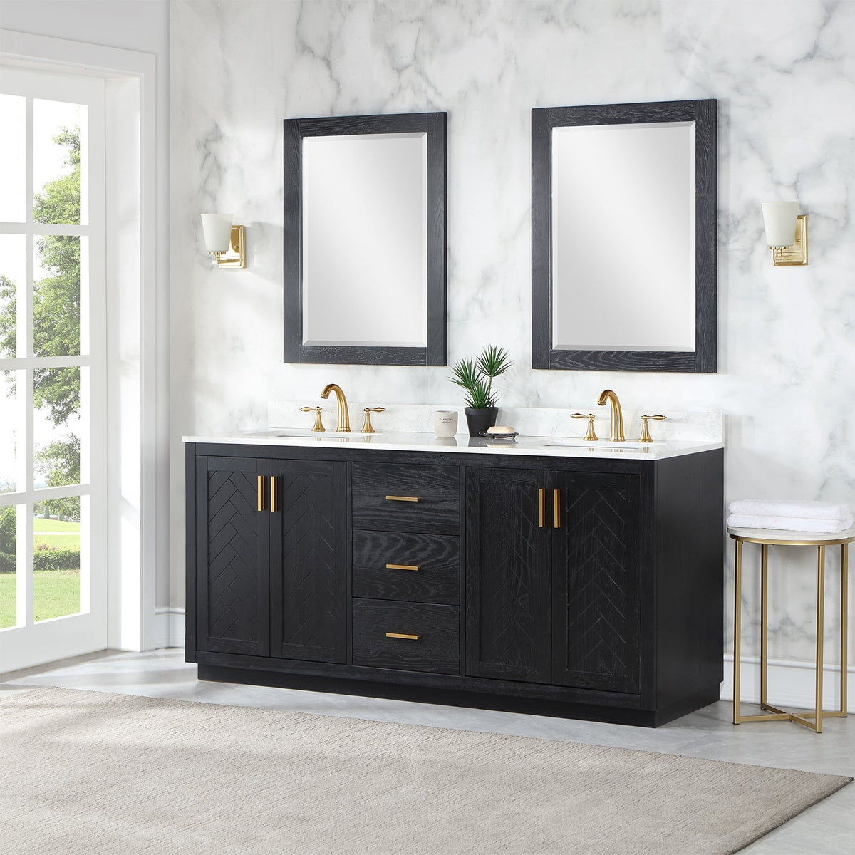 Altair Designs Gazsi 72" double vanity with top - 543072-BN-GW-NM