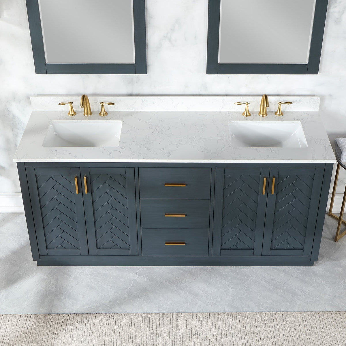 Altair Designs Gazsi 72" double vanity with top - 543072-BN-GW-NM