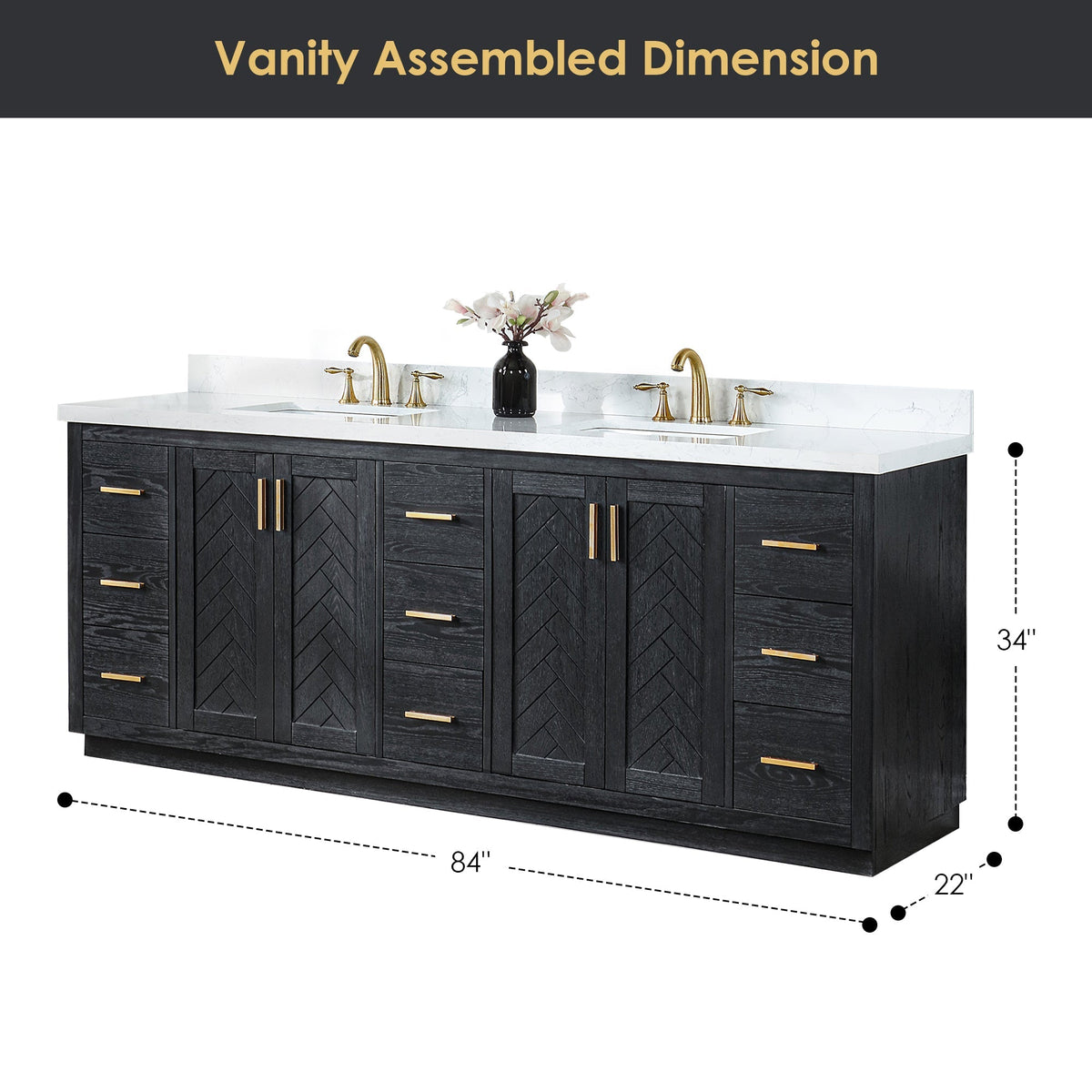 Altair Designs Gazsi 84" double vanity with top - 543084-BO-GW-NM
