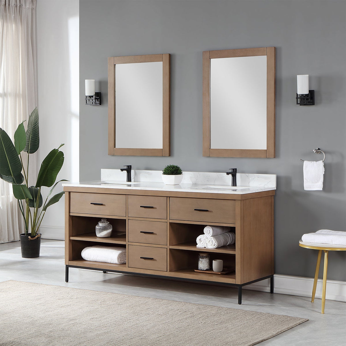 Altair Designs 72" double vanity with top - 545072-WH-AW-NM
