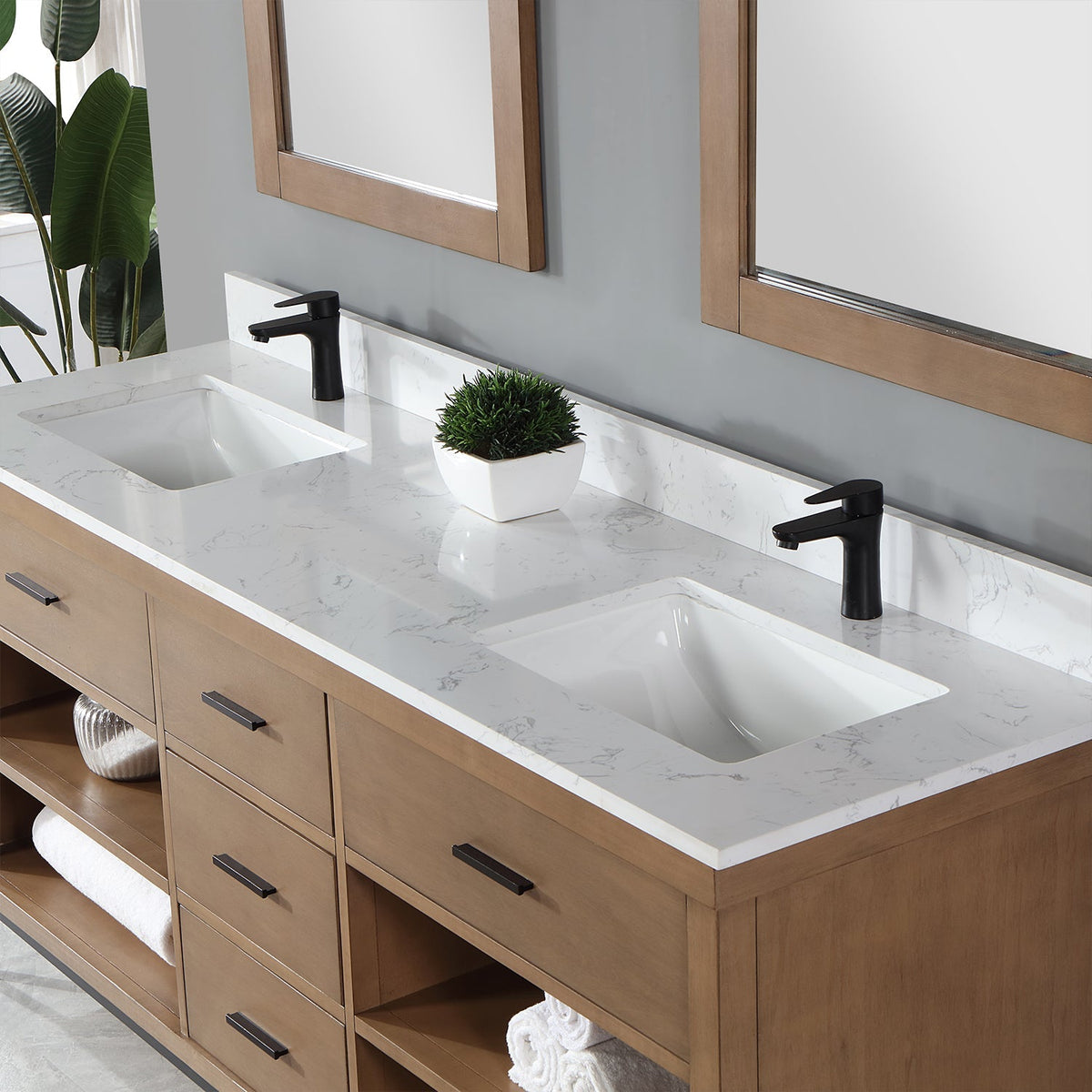 Altair Designs 72" double vanity with top - 545072-WH-AW-NM