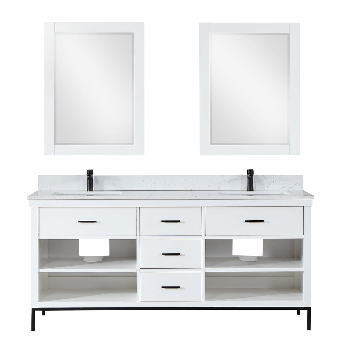 Altair Designs 72" double vanity with top - 545072-WH-AW-NM