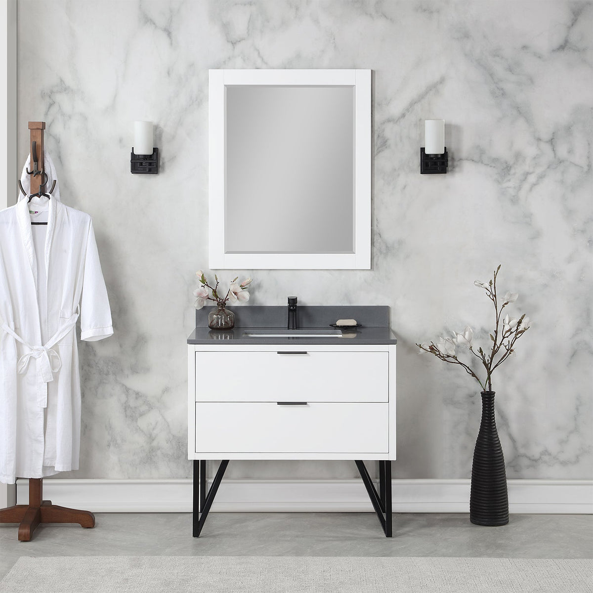 Altair Designs 36" single vanity with top - 548036-WP-CG-NM