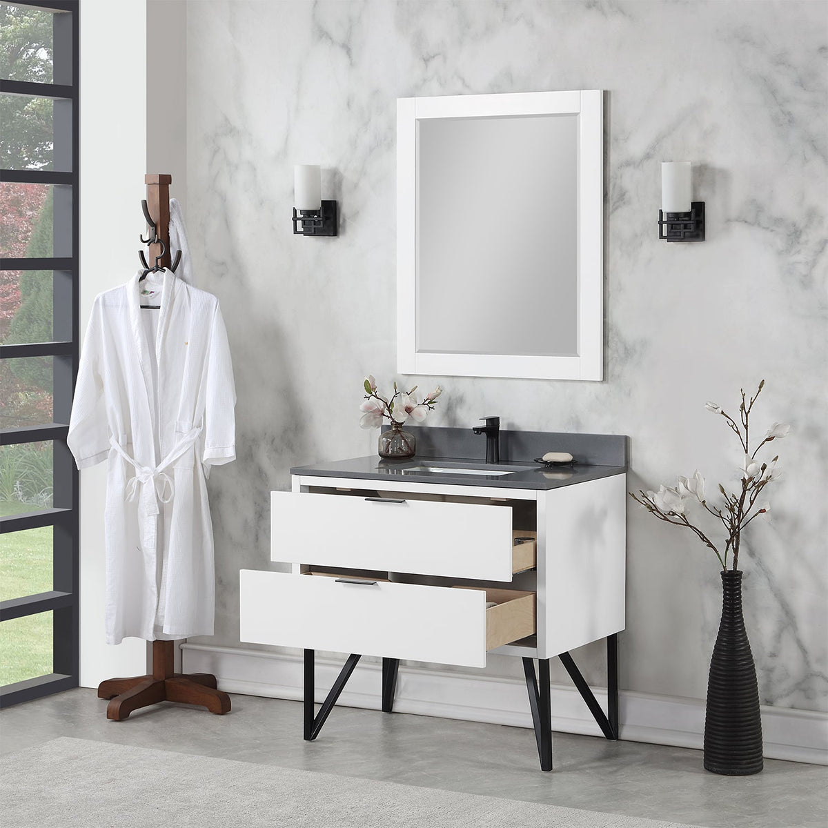 Altair Designs 36" single vanity with top - 548036-WP-CG-NM