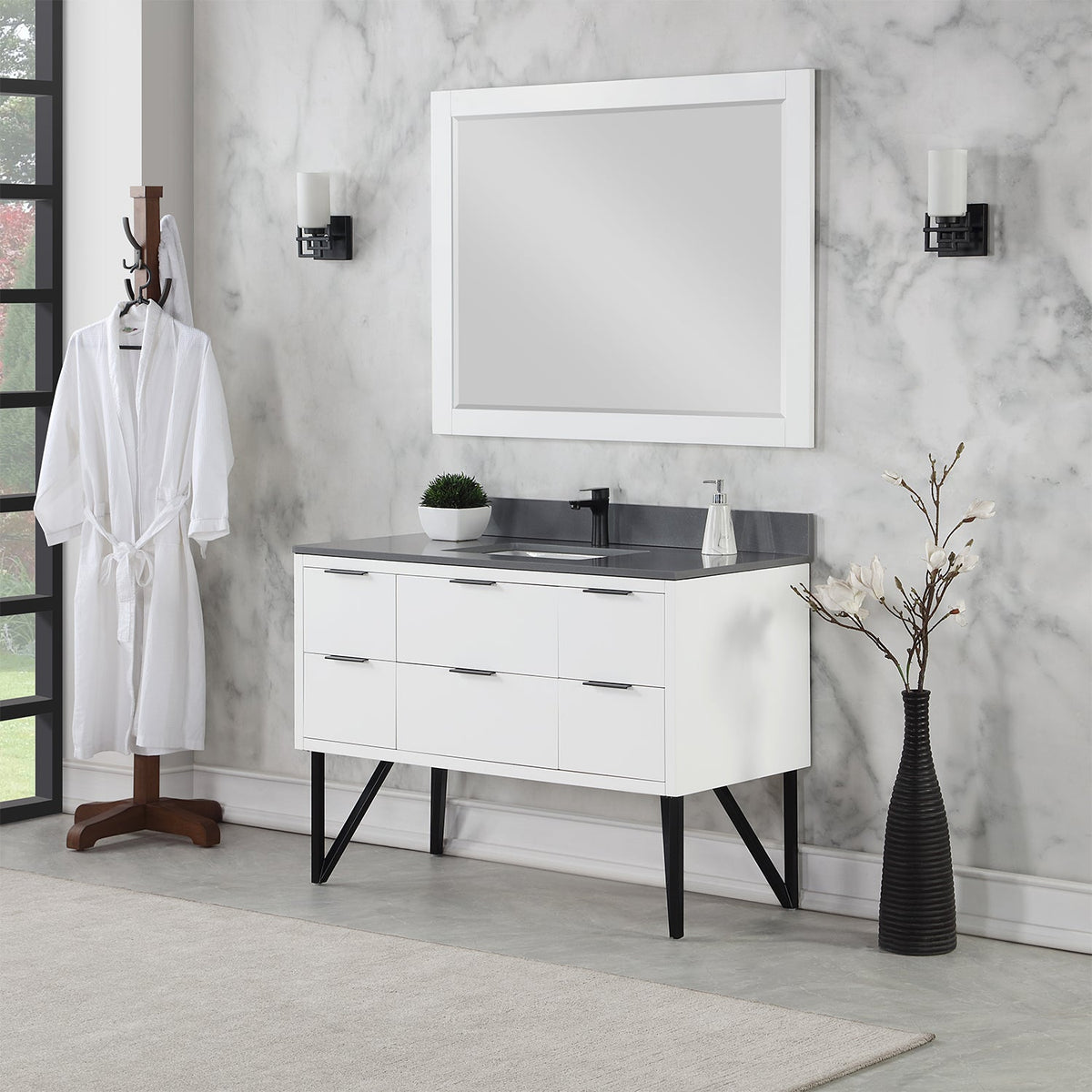 Altair Designs 48" single vanity with top - 548048-WP-CG-NM
