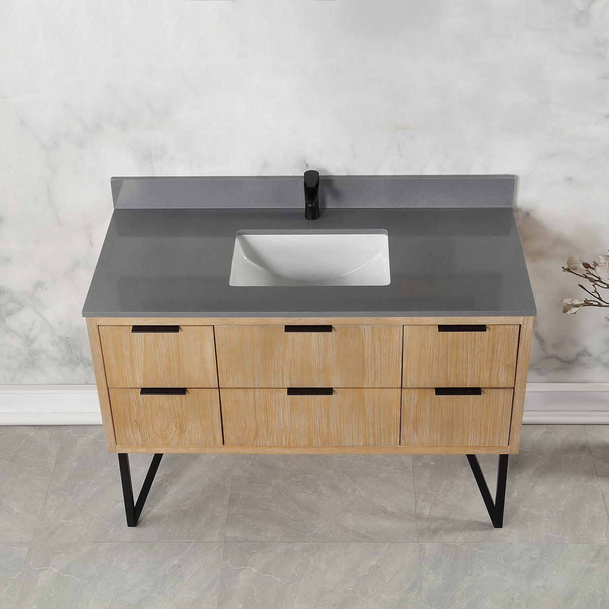 Altair Designs 48" single vanity with top - 548048-WP-CG-NM