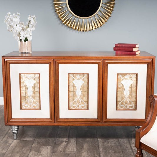 Butler Specialty Company Shelly Leather & Capiz Shell Inlay 55"" Sideboard, Medium Brown -  5486350