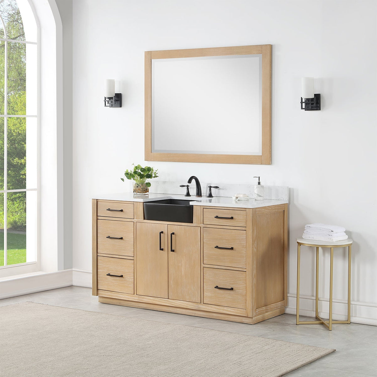 Altair Designs 60" single vanity with top - 550060S-WP-AW-NM