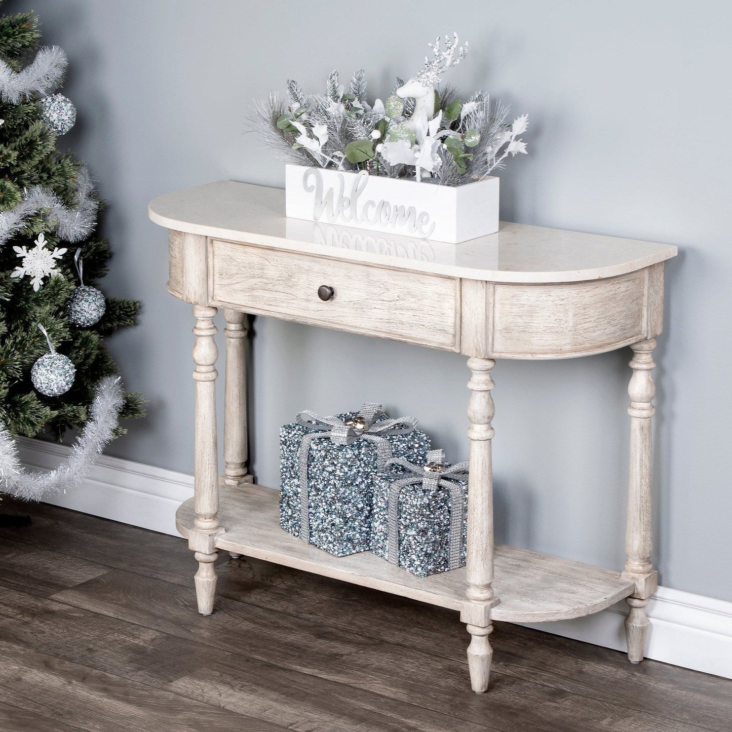 Butler Specialty Company Danielle Marble 40"" one- drawer Console Table, Gray  - 5517329