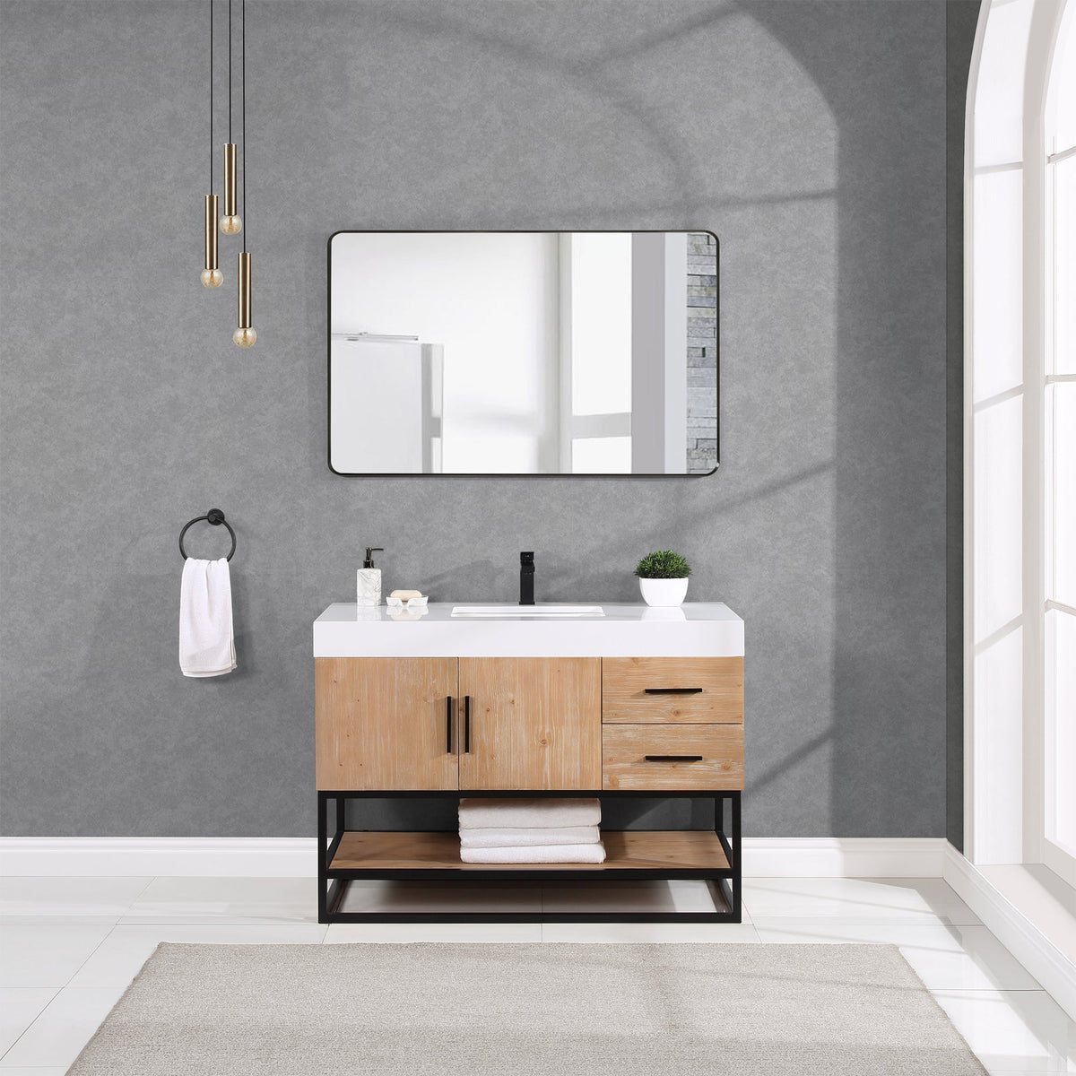 Altair Designs 36"/48"/60" single vanity with top - 552036B-LB-WH-NM