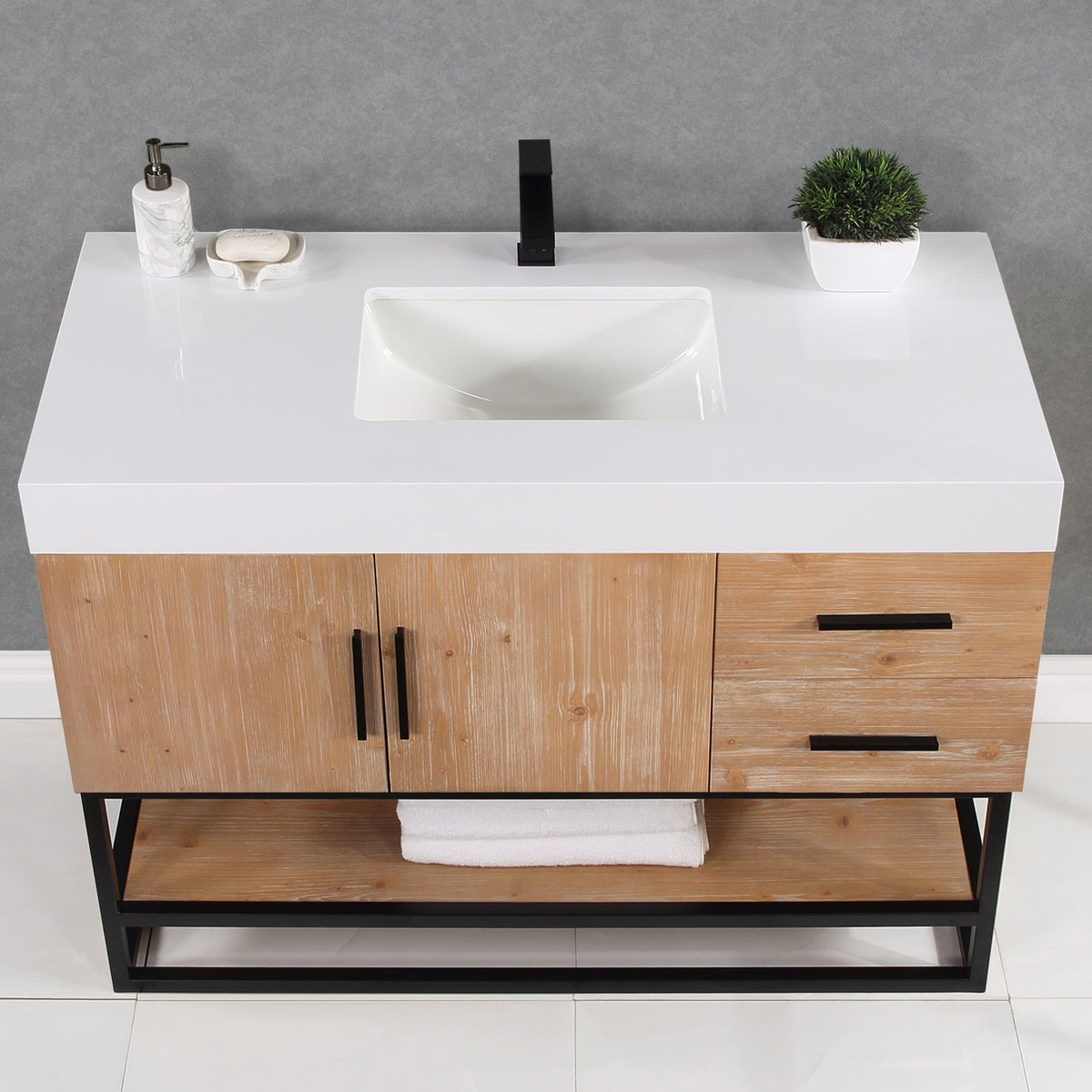 Altair Designs 36"/48"/60" single vanity with top - 552036B-LB-WH-NM