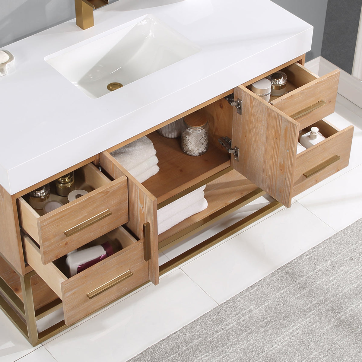 Altair Designs 36"/48"/60" single vanity with top - 552036B-LB-WH-NM