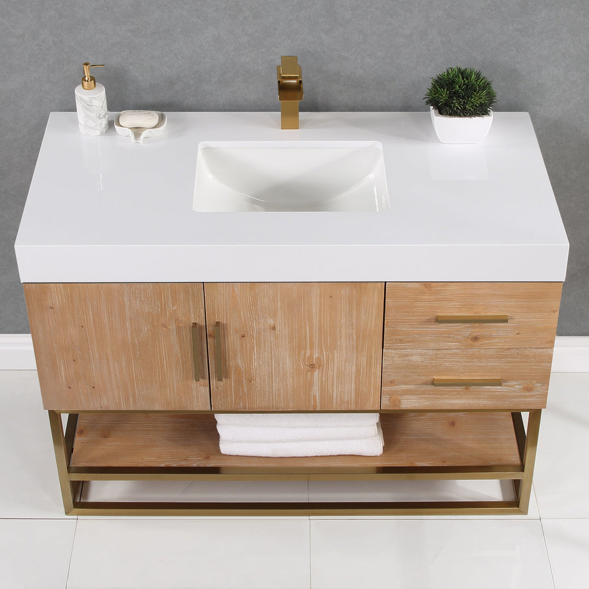 Altair Designs 36"/48"/60" single vanity with top - 552036B-LB-WH-NM