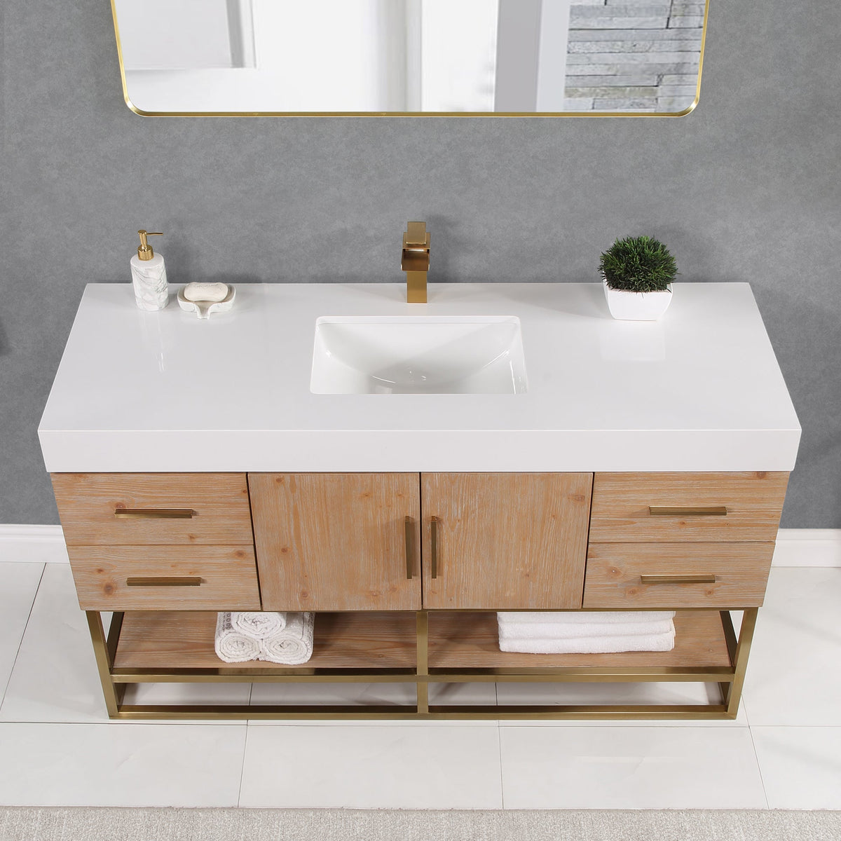 Altair Designs 36"/48"/60" single vanity with top - 552036B-LB-WH-NM