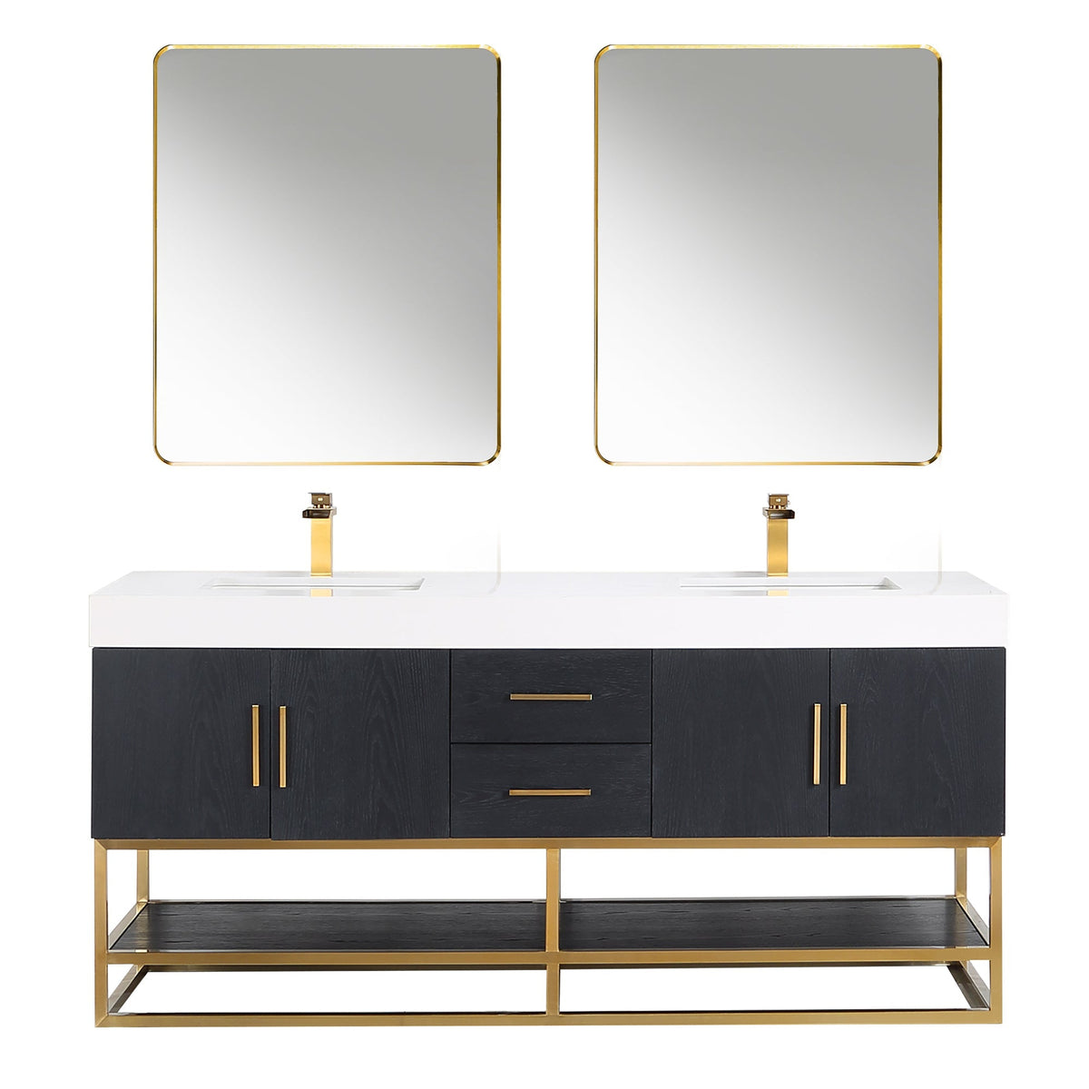 Altair Designs Bianco 72"/84" double vanity with top - 552072G-BO-WH-NM